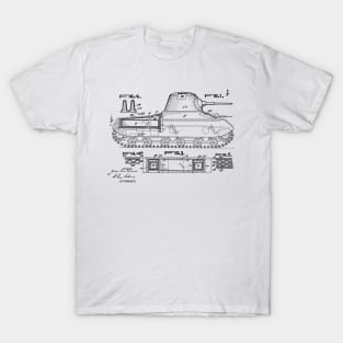 Military Tank Vintage Patent Hand Drawing T-Shirt